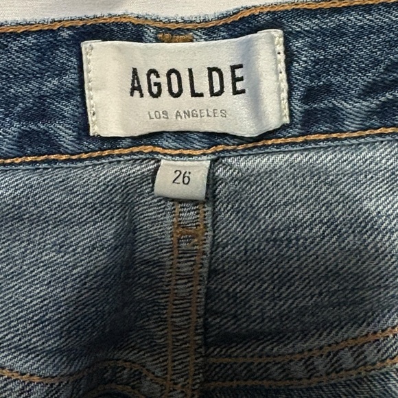 Agolde Riley High Rise Straight Crop Jeans Size 26 Light Wash Button Fly Rigid - Picture 9 of 10